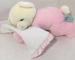 Russ Berrie Sweet Dreams sleepy Teddy Bear plush baby rattle pink white ... - $17.81