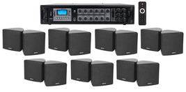 Rockville Commercial 6-Zone Bluetooth Amp+14 3.5" Black Cube Restaurant Speakers - £736.26 GBP