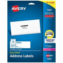 Avery 1⅓&quot; x 4&quot; White Jam Free Printer Labels Laser 5262  350 Labels - £9.28 GBP