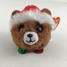 Ty Christmas Holiday Beanies Balls Pudding Bear Plush Stuffed Animal with TAGS - $16.78