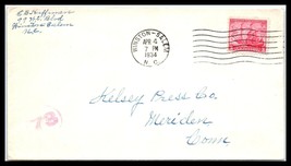 1934 US Cover - Winston Salem, North Carolina to Meriden, Connecticut U5 - $2.96