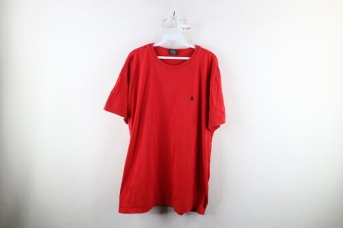 Vintage 90s Ralph Lauren Mens Size XL Faded Short Sleeve T-Shirt Red Cotton - $39.55