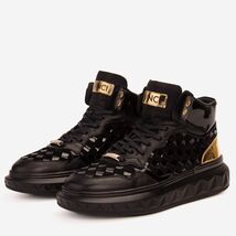 The Eugene Black & Gold Woven Leather High-Top Men Sneaker image 2