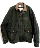 Fieldmaster Men&#39;s Green Flannel Lined Duck Canvas Trucker Work Coat size... - $24.69