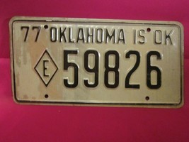 License Plate Highway Patrol Tag 1977 Oklahoma Diamond E 59826 Exempt [B3B - $10.56