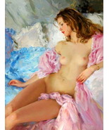 Art Giclee Printed Oil Painting Print Wall Decor Nude woman in bed Home ... - $9.54+