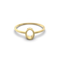Solid Yellow Gold Semi Mount Ring 5 x 7 mm Oval Ring in 9K , 14K , 18K Gold Ring - £163.98 GBP+