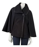 Apt 9 Black Double Breasted Faux Leather Trim Cape Coat - £93.71 GBP