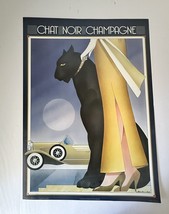 Vintage 1984 Chat Noir Champagne Poster 20x28 By Stephen Haines Hall Litho Usa - £22.59 GBP