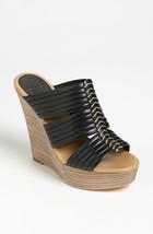 Coach Bristol Womens Black Leather Sandals Wedges Platform Heels Shoes 9.5 - $50.69