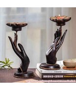 Hand Decorative Beautiful Decoration Hand Set Wooden Candle Holder&#39;s - $1,060.80 MXN