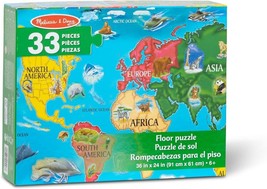 Melissa &amp; Doug World Map Floor Puzzle 33 Piece 3x2 Ft Educational Learning Toy - £12.21 GBP