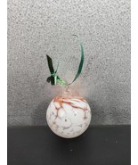 Vintage Handblown Glass Ornament Medium Size White Orange Swirls-Clean - $14.14