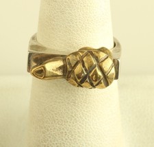 Vintage Sterling Silver turtle on top brass Handmade mixed metals Ring - £71.61 GBP