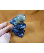 (Y-BUN-ST-718) blur gray BUNNY RABBIT gemstone carving FIGURINE love rab... - $321.98 MXN