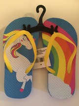 unicorn flip flops Size 13  1 medium rainbow sandals shoes multicolor - $12.29