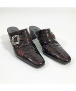 Brighton Tudor Italian Brown Patent Leather Croc Mules Wms 7M - $29.69