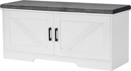 2-Tier Storage Bench,Shoe Bench With Padded Seat Cushion, Entryway Bench, White - £110.42 GBP