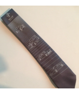 Vintage Cornell neck tie gray with cars and white stripes made in USA 60... - £10.41 GBP