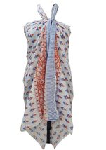 Hand Block Print Voile Soft Cotton Sarong Long Scarf Fashion Beach Cover up Boho - $21.55