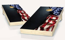 Cornhole American Flag Black Board Vinyl Wrap Laminated Sticker Set - $53.99