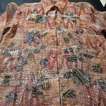 Sheer Floral Silk Hawaiian Tribal Button-Up Transparent Blouse XL - $9.71