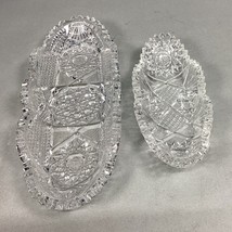 Set Of 2 Cut Glass Sawtooth Celery/Olive Dishes - $17.82