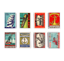 Set of 8 Match Boxes BOAT anchor label Vintage Style Match Holder box - £10.90 GBP