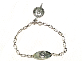 Sterling Silver Congregation De Notre Dame Id Bracelet With Watch Key Charm - £47.83 GBP