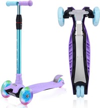 Kick Scooter Kids Scooter 3 Wheel Scooter, 4 Height Adjustable Pu, Boys Girls - £56.12 GBP