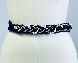 Susan Maddox Designs Vintage Braided Rope Belt  Black Gold Pearls Adjust... - $514.64 MXN Susan Maddox Designs Vintage Braided Rope Belt  Black Gold Pearls Adjust... - $514.64 MXN
