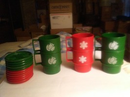 Tupperware Christmas mugs with coasters / covers - $18.99