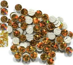 HOLOGRAM SPANGLES Hot Fix  GOLD  Iron on  10mm   2 gross  288 pieces - £5.51 GBP