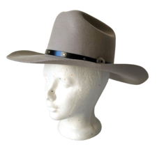 B Bar H Silver Spur Grey Wool Felt Cattleman Cowboy Hat Concho Band - Me... - £53.11 GBP