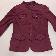 White House Black Market Women's Red Button Front Jacket Pockets Size 4 Chest 35 image 12