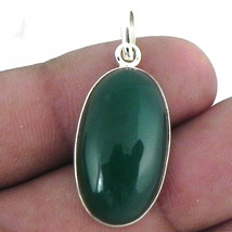 925 Sterling Silver Green Onyx Handmade Necklace 18&quot; Chain Festive Gift PS-1567 - £23.56 GBP