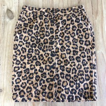 Leopard Pencil Skirt Lauren Ralph Lauren Pockets Button Front Linen Cotton Sz 4 - £21.47 GBP