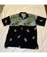 Vintage Hawaiian Style Shirt Mens L Black Alligator Print Looks More XL - $54.70 CAD