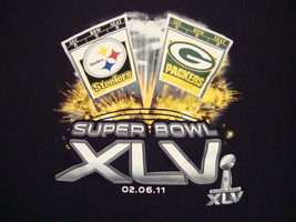 NFL Super Bowl XLV 45 Pittsburgh Steelers Green Bay Giants Football T Sh... - £14.76 GBP