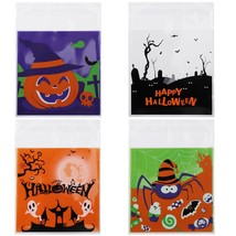 300Pcs Halloween Candy Bags,4-StyleHalloween Self Adhesive Treat BagsCute Gift C - £13.43 GBP
