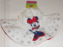 NWT BABY GIRLS Disney Minnie Mouse FULLY LINED WHITE FLOPPY HAT  SIZE 6 ... - £14.67 GBP