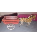 Vintage ca.1911 Gibbs Toy Co &quot;Pacing Joe&quot; Wood Litho Horse &amp; Cart Pull T... - £104.04 GBP