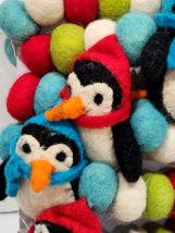Christmas Multi Color Penguin Wool Garland Decor 6FT NEW - $29.69