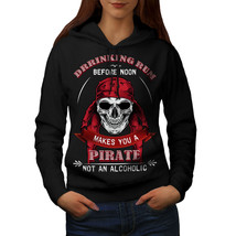 Wellcoda Pirate Skull Rum Womens Hoodie, Drinking Casual Hooded Sweatshirt - £29.34 GBP