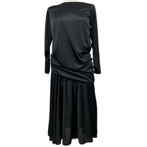 Women&#39;s Vintage Black Drape Dress Jodi Michaels Long Size 7/8 Long Sleeve  - £15.80 GBP