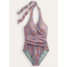 Boden Levanzo Halter Ruched One-piece Swimsuit | Sz 16 18, Delph Blue  NWT - $46.75