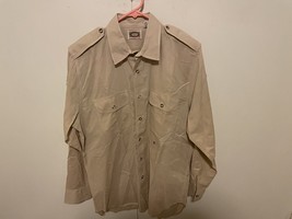 Vintage 80s Banana Republic Shirt M Taupe Khaki Cotton Safari - £54.53 GBP