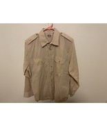 Vintage 80s BANANA REPUBLIC Shirt M Taupe Khaki Cotton Safari - $93.42 CAD