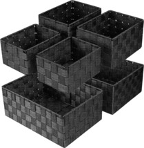 Set Of 6 Woven Storage Baskets, Cube Basket Container Baskets, Storage Boxes, - £31.81 GBP