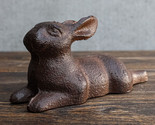 Ebros Gift Cast Iron Whimsical Bunny Rabbit Lying Down 3D Art Animal Scu... - $19.49